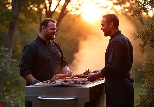 Eine elegante Grillstation bei einer Sommerhochzeit