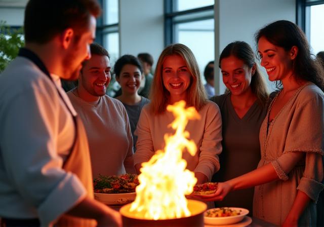 Team erlebt Live-Cooking bei Firmenevent